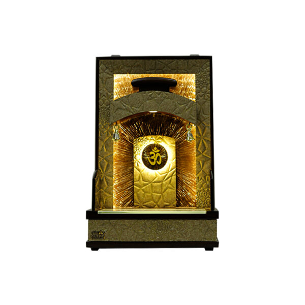 Premium Teak Wood Designer Mandir with LED Backlit Om