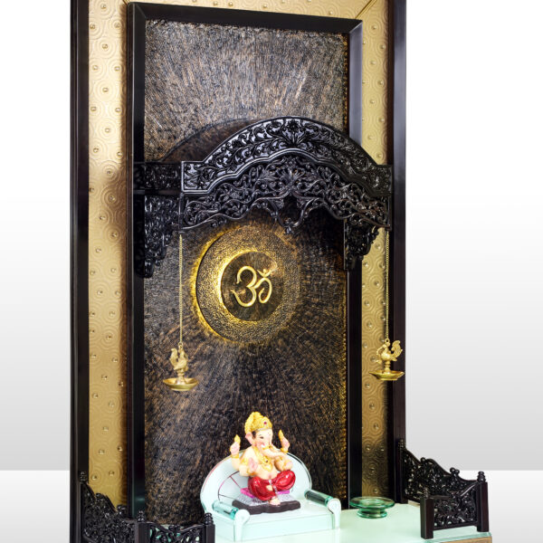 Creata Poojaghar Royal Teak Wood Designer Carved Mandir – Premium Handmade Carved Mandir with Gold Leaf Accents