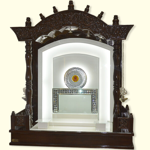 Creata Royal Arch Teak Wood Designer Mandir for Home