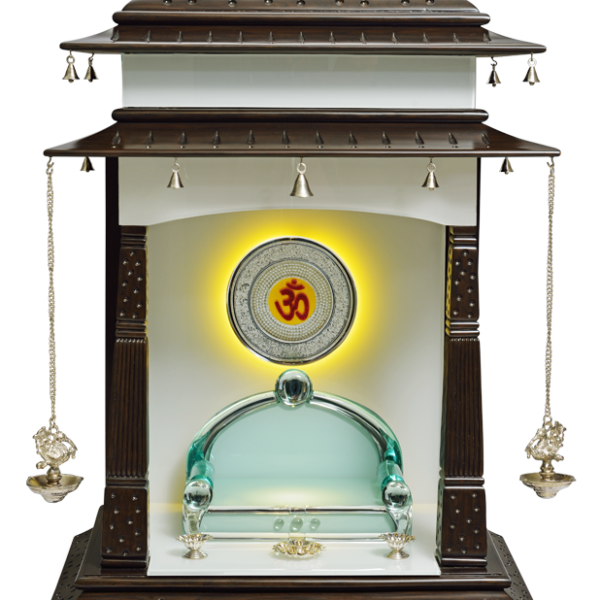 Creata Poojaghar Premium Teak Wood Designer Carved Mandir – Grand Handmade Carved Mandir with Elevated Devpaat