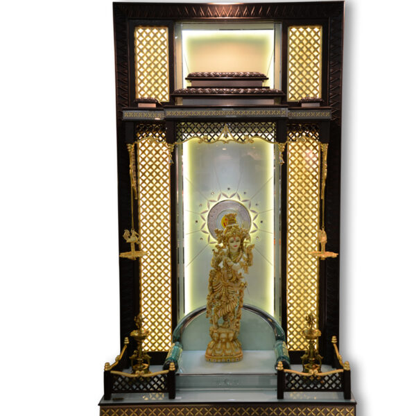 Creata Sovereign Gold Teak Wood Designer Mandir for Home