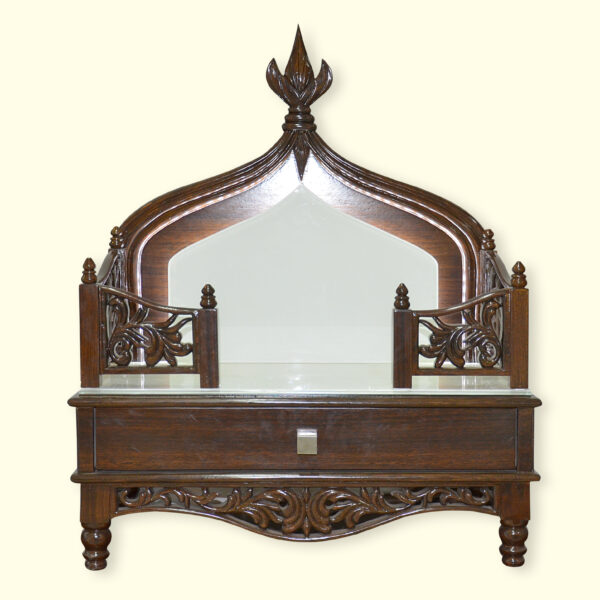 Creata Poojaghar Designer Carved Devpaat - Premium Teak Wood Puja Chowki for Home Temple