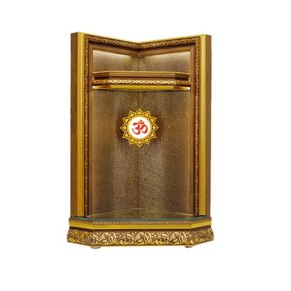 Premium Teak Wood Compact Mandir for Home – Elegant Corner Temple Design