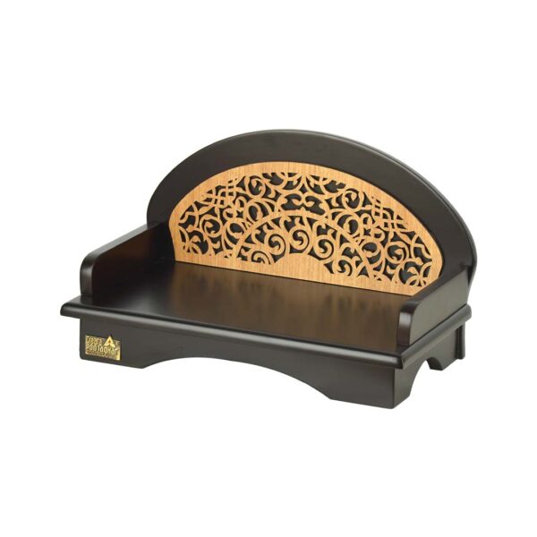 Creata Poojaghar Designer Wooden Devpaat - Handcrafted Puja Chowki for Idol Placement (12" x 6" x 7")