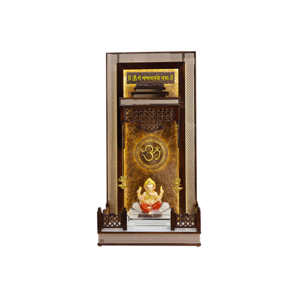 Creata Poojaghar Premium Teak Wood Designer Carved Mandir – Grand Handmade Carved Mandir with Om Ganpataye Namah Mantra
