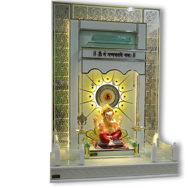 Luxury Pearl White Teak Wood Designer Mandir for Home – MAN-W-237