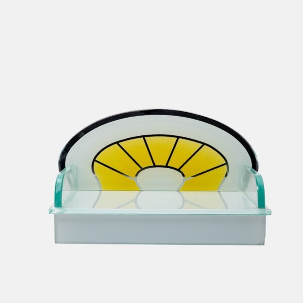Aura Sunburst Glass Devpaat – Minimalist Semi-Circular Deity Pedestal